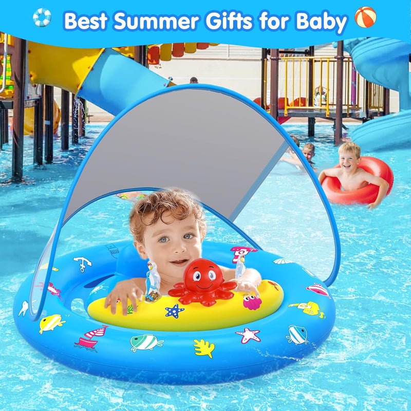 HINZER Baby Pool Float with Canopy, Inflatable Baby Swim Float with UPF50+ Sun Protection, Toddler Infant Pool Float with Toy Play Console Adjustable Safety Seat for Kids Girls Boys Aged 6-36 Months - Image 5